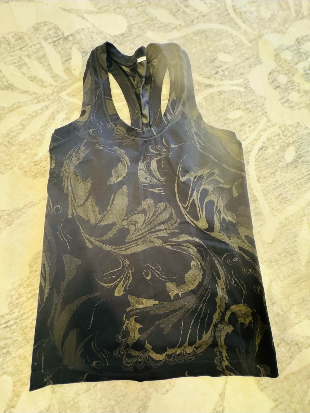 Women's Black Patterned Racerback Tank Top